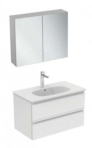 Тумба с раковиной подвесная Ideal Standard Tesi T0051 80 см с 2-мя ящиками (детальная фотография), подвесная, пристенная