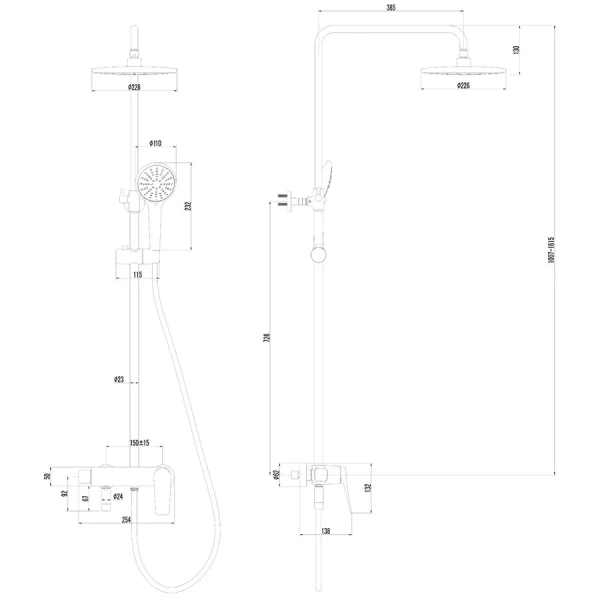 Душевая стойка Lemark Bronx черный LM3762BL (детальная фотография), современные, hi-tech