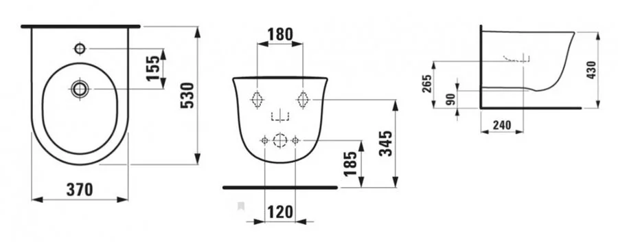 Биде подвесное Laufen The New Classic белое 8.3085.1.000.302.1 (детальная фотография), современные, hi-tech