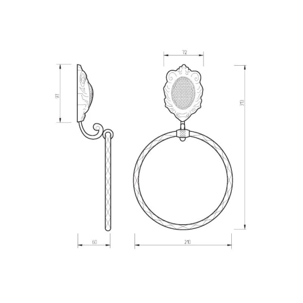 Полотенцедержатель Migliore Cleopatra хром 16660 (детальная фотография), классические, ретро, декорированные
