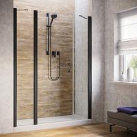 Душевая дверь профиль черный глянцевый стекло шиншилла Vegas-glass