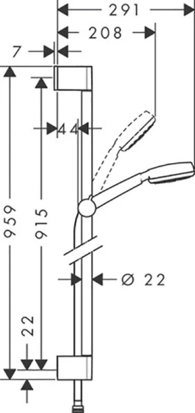 Душевой гарнитур Hansgrohe Crometta 100 хром/белый 26658400 (детальная фотография), душевые гарнитуры