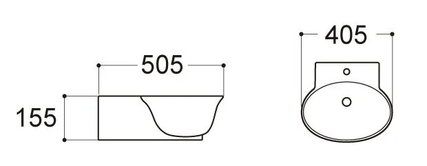 Раковина Акватек Классик 40 см подвесная AQ5040-00 (детальная фотография), современные, hi-tech