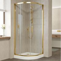 Душевой уголок профиль золотой стекло прозрачное Vegas-glass