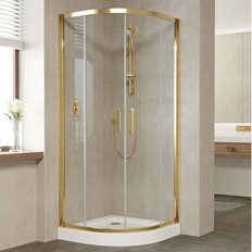 Душевой уголок профиль золотой стекло прозрачное Vegas-glass