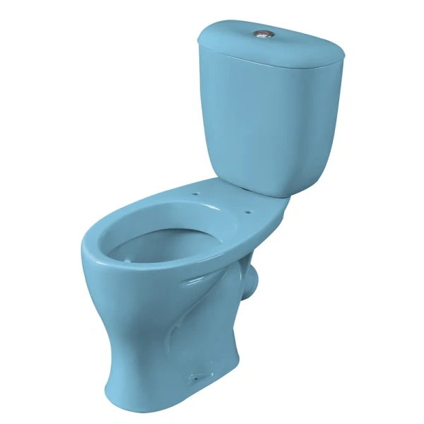 Унитаз компакт Santeri Воротынский голубой 1P4017S0600BF (детальная фотография), недорогие, с полочкой в чаше, с антивсплеском, компакт, низкие