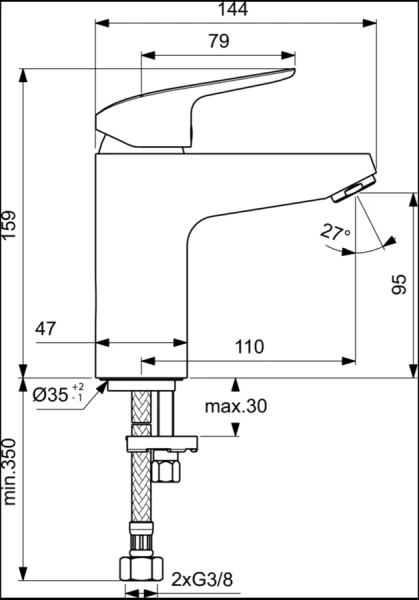 Смеситель для раковины Ideal Standard Ceraflex однорукоятковый B1714AA (детальная фотография), для раковины