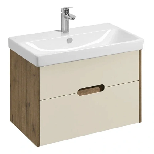 Тумба с раковиной подвесная Акватон Оливия 80 см бежевый/дуб велл - фото 6