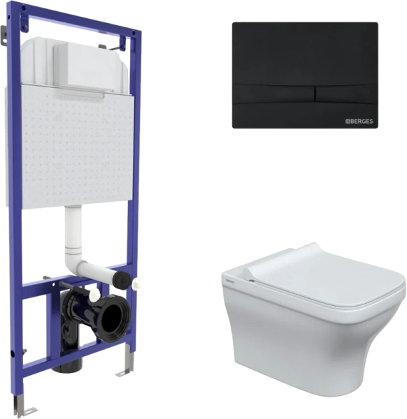 Унитаз с инсталляцией BERGES клавиша черная 042451 (детальная фотография)
