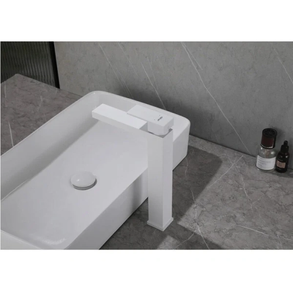 Смеситель для раковины Abber Daheim белый матовый AF8211W (детальная фотография), современные, hi-tech