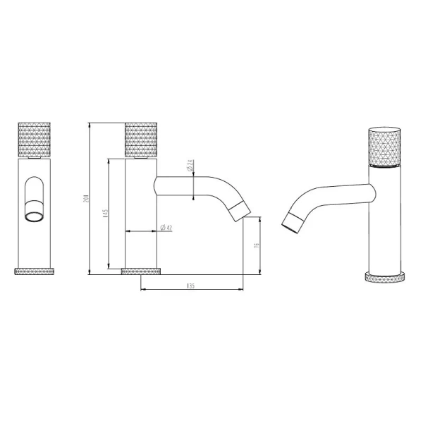 Смеситель для раковины Boheme Stick золото матовое 121-MG.2 (детальная фотография), для раковины