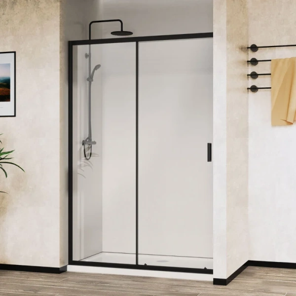 Душевая дверь в нишу Vincea City 130 см профиль черный VDS-5CT130CLB (детальная фотография), 130 см