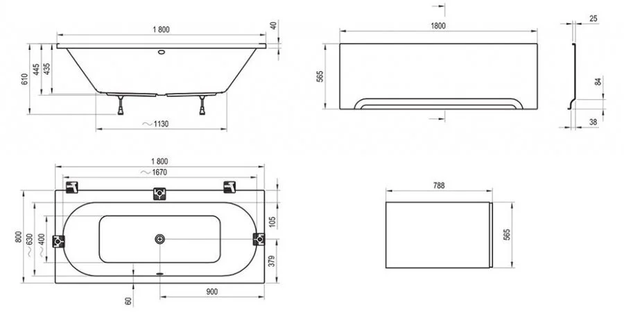 Ванна акриловая Ravak City 180х80 см белая C920000000 (детальная фотография), современныe, hi-tech