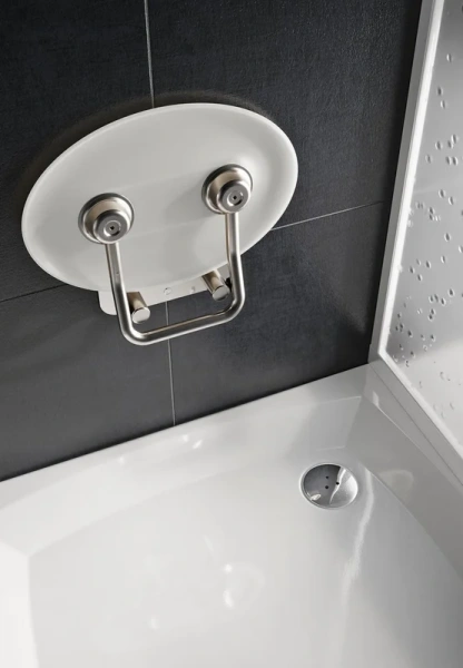 Сиденье для душа Ravak OVO белое/нержавеющая сталь B8F0000049 (детальная фотография) index_1