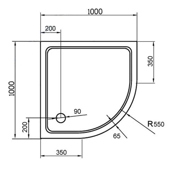 Душевой поддон Cezares Tray 100х100 см из SMC материала TRAY-M-R-100-550-35-W (детальная фотография), недорогие