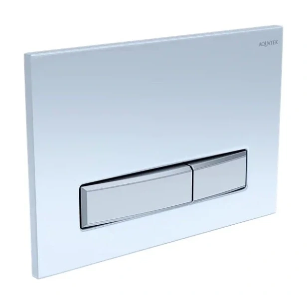 Клавиша смыва Акватек белая глянцевая/хром KDI-0000030 (детальная фотография), слив эконом-стандарт с двумя клавишами