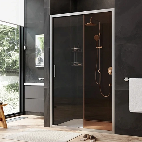 Душевая дверь в нишу AM.PM Gem Solo 120 см профиль хром стекло бронза - фото 4