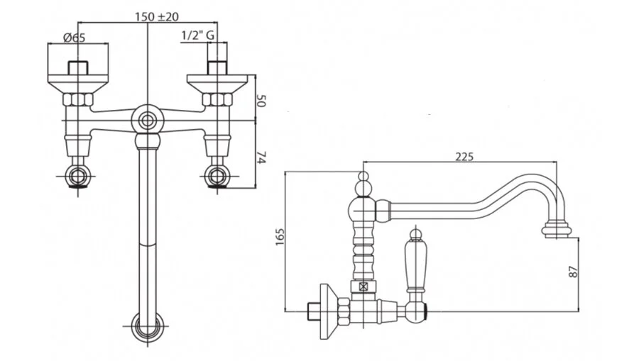 Смеситель для кухни Cezares Nostalgia золото 24 карат NOSTALGIA-LLP-03/24 (детальная фотография), классические, ретро