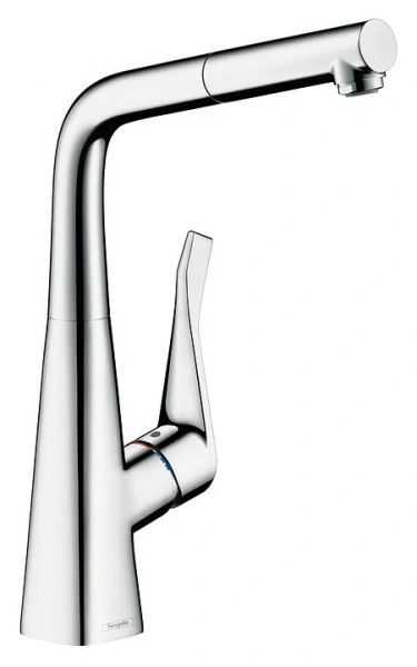 Смеситель для кухни Hansgrohe Metris хром 14821000 (детальная фотография), высокие, округлая форма