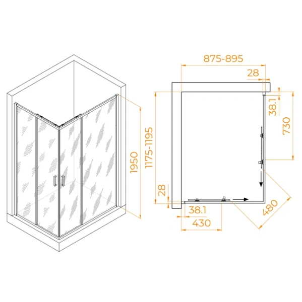 Душевой уголок RGW Passage PA-246B 120х90 см профиль черный 030824692-14 (детальная фотография), прямоугольные