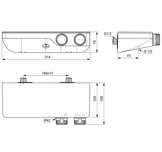 Смеситель для душа Ideal Standard Ceratherm S200 термостатический A7329AA (детальная фотография), для душа