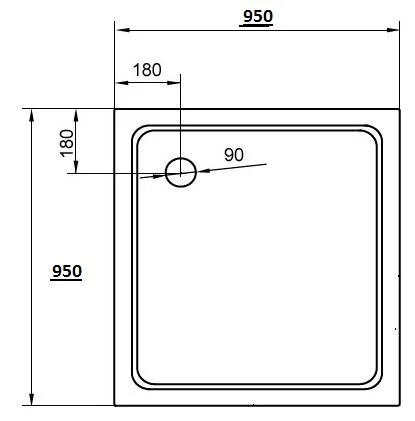 Душевой поддон Cezares Tray 95х95 см с сифоном TRAY-A-A-95-15-W (детальная фотография), низкие до 15 см