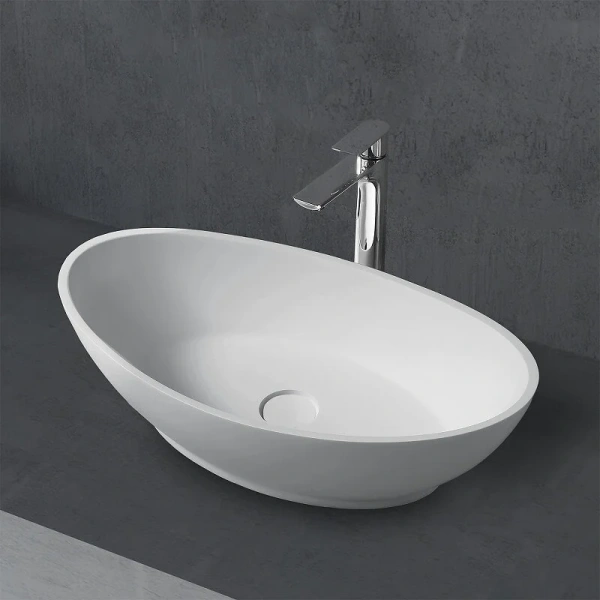 Раковина Abber Stein 62 см белая матовая AS2610 (детальная фотография), накладные (на столешницу), пристенные