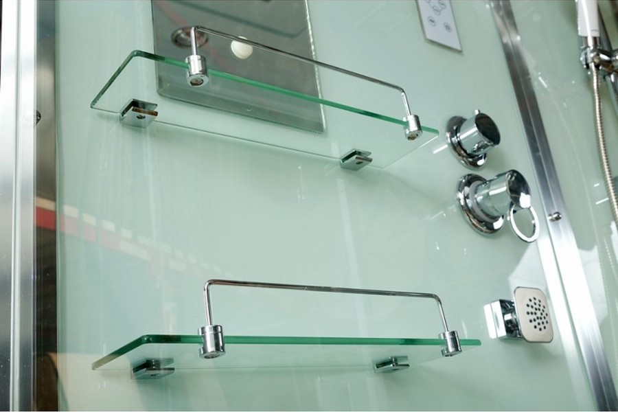 Душевая кабина Deto V 120х90 см средний поддон V1215 (детальная фотография), пристенные, с гидромассажем, c тропическим душем, с вентиляцией, с крышей