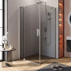 Душевой уголок Cezares Slider 100х100 см стекло серое профиль хром