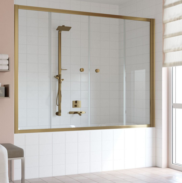 Душевая шторка на ванную профиль бронза стекло прозрачное Vegas-glass Z2V 180 05 01 (детальная фотография)