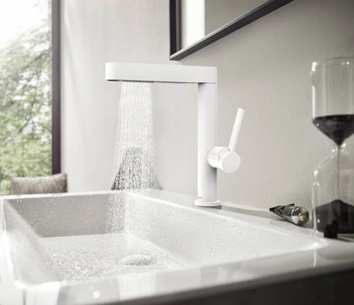 Смеситель для раковины Hansgrohe Finoris белый матовый 76063700 (детальная фотография), на раковину