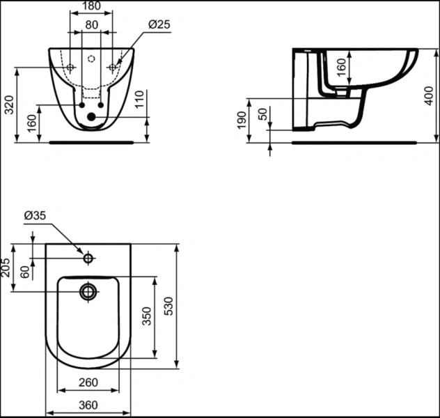 Биде подвесное Ideal Standard Tempo белое T510001 (детальная фотография), современные, hi-tech
