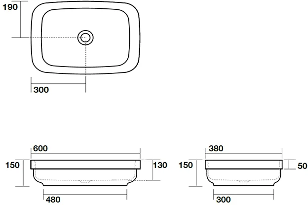 Раковина Kerasan Tribeca 60 см накладная, Nocciola 514381 (детальная фотография), встраиваемые (в столешницу), накладные (на столешницу), пристенные