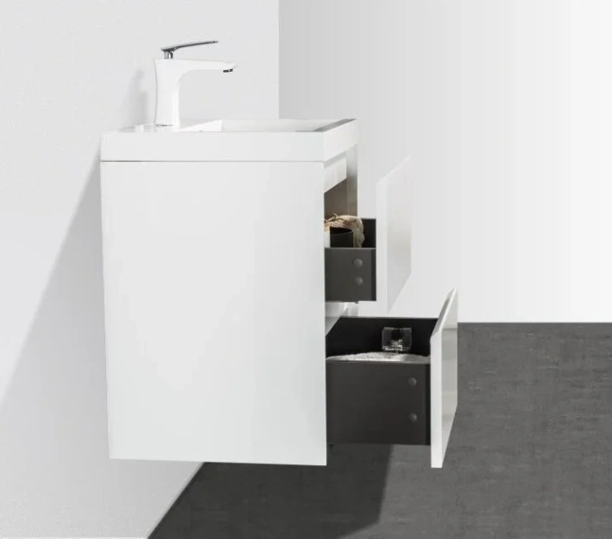 Тумба под раковину подвесная BelBagno Pietra Mini 50 см bianco lucido PIETRA MINI-500-2C-SO-BL (детальная фотография), подвесная, пристенная