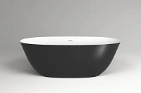 Ванна из искусственного камня Plumberia Selection Veloma, 170 х 75 см, матовый белый/черный, VELOMA 170BN