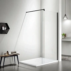Душевая перегородка Акватек 100 см профиль черный матовый