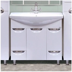 Тумба под раковину напольная Misty Орхидея 85 см с бельевой корзиной