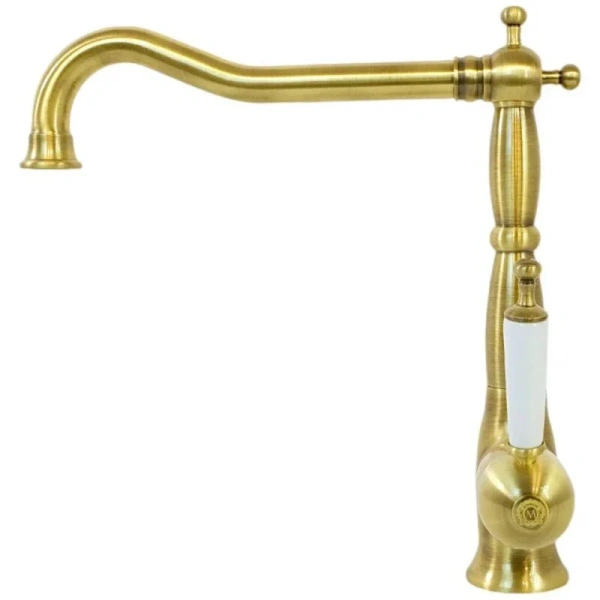 Смеситель для кухни Migliore Oxford бронза 18195 (детальная фотография), классические, ретро, с элементами керамики, декорированные