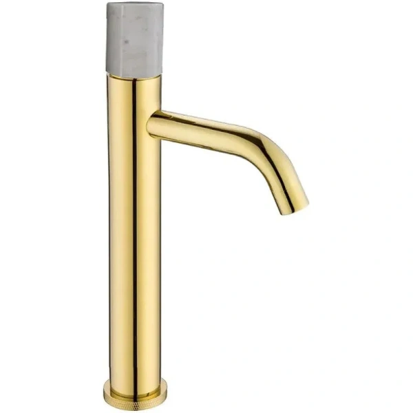 Смеситель для раковины Boheme Stick золото/белый мрамор 122-G-MR-WHITE (детальная фотография)