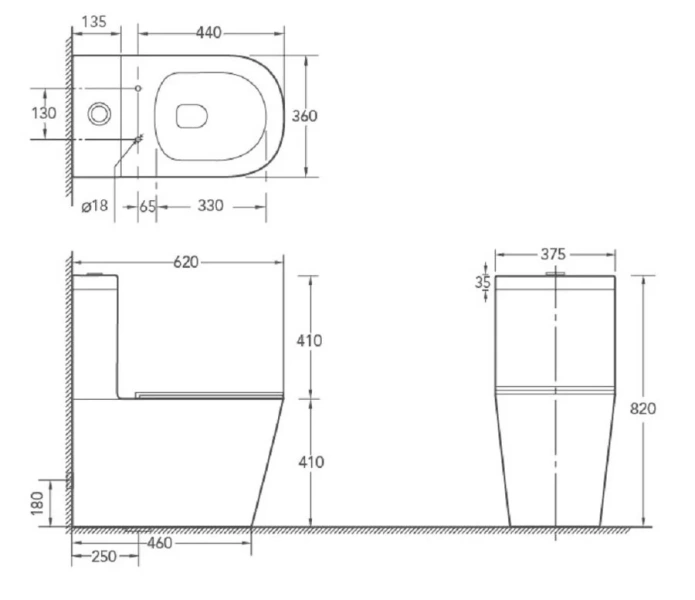 Унитаз компакт SantiLine белый SL-5014 (детальная фотография), напольные