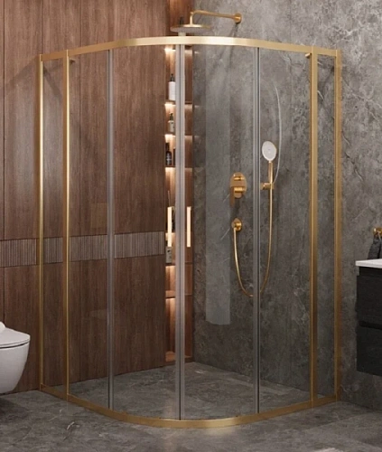 Душевой уголок Cezares Molveno 120х110 см стекло прозрачное профиль золото - фото 4