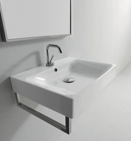 Раковина Kerasan Cento 353101*1 60 см прямоугольная (детальная фотография), прямоугольной формы, тюльпан