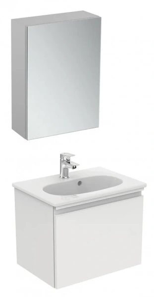 Тумба с раковиной подвесная Ideal Standard Tesi T0045 50 см с 1-м ящиком (детальная фотография), современная, hi-tech