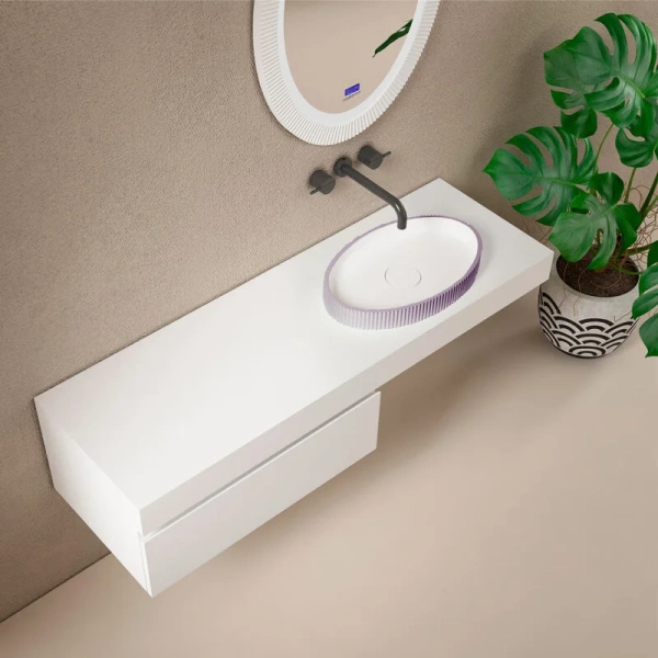 Раковина Abber Stein 50 см фиолетовая AS2603Violett (детальная фотография), накладные (на столешницу), пристенные