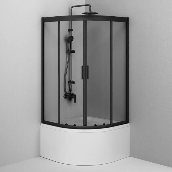 Душевой уголок Am.Pm Gem 90х90 см профиль черный матовый W90G-401A090BT (детальная фотография), прозрачные