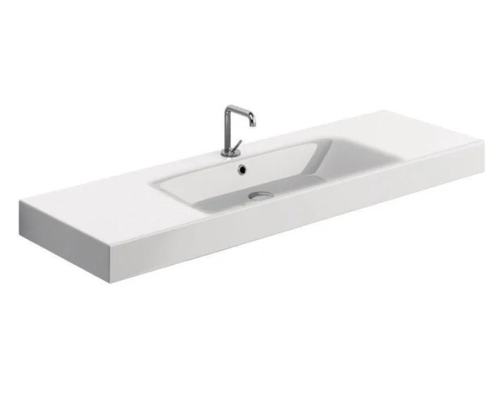 Раковина Kerasan Cento 140 см белая 353501*1 (детальная фотография), подвесные, накладные (на столешницу), на полупьедестал, на пьедестал, пристенные