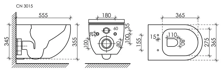 Унитаз подвесной Ceramica Nova Long безободковый CN3015 (детальная фотография), безободковые