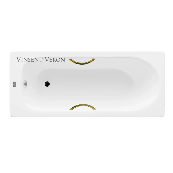 Чугунная ванна Vinsent Veron Soissons VCN1707042H/VH0015GD, 170 x 70 см, ручки золото, цвет белый (детальная фотография)
