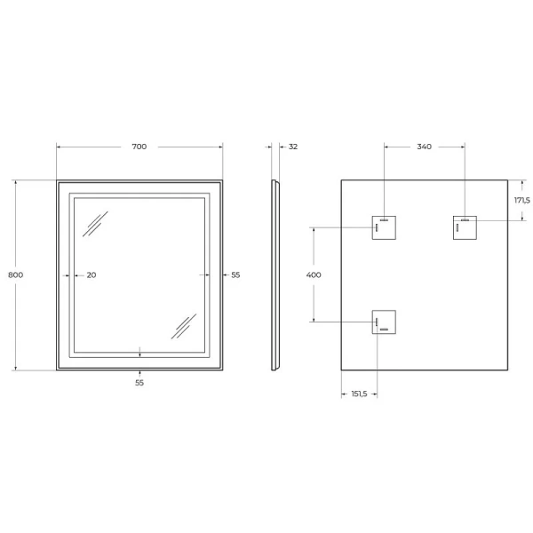 Зеркало с подсветкой BelBagno Kraft 70 см черное SPC-KRAFT-700-800-SENS-NERO (детальная фотография), нет в наличии