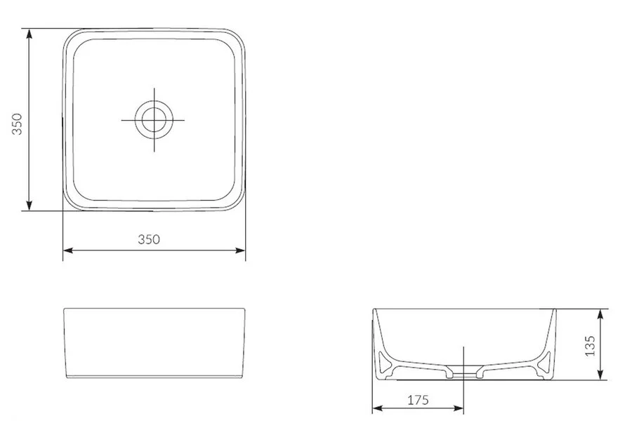 Раковина встраиваемая Cersanit Crea P-UM-CRE35/1-oc-S 35х35 см (детальная фотография), современные, hi-tech